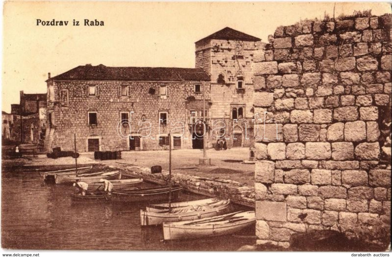 T2/T3 1923 Rab, Arbe; Boat Port With Fishermen. Naklada N. Mihalic (EK) - Non Classés