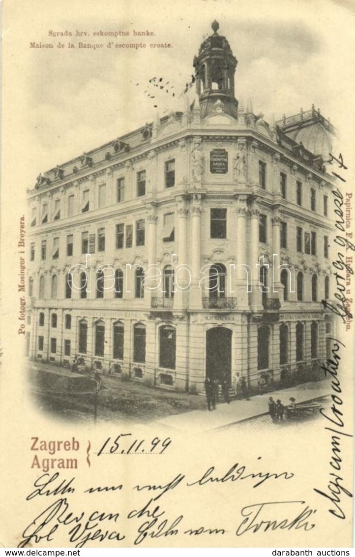 T2/T3 1899 (Vorläufer!) Zagreb, Zágráb, Agram; Sgrada Hrv. Eskomptne Banke, Mjenjacnica / Maison De La Banque D'escompte - Sin Clasificación