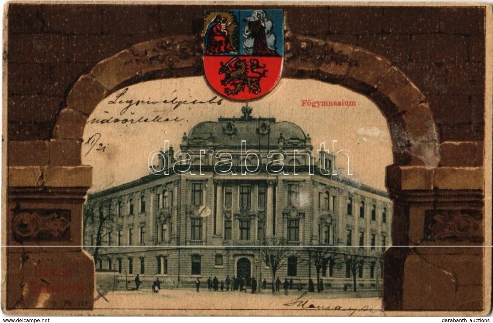 T3 Szabadka, Subotica; Főgimnázium. Szecessziós Litho Keret Címerrel. Kiadja Heumann Mór / Grammar School. Art Nouveau L - Ohne Zuordnung