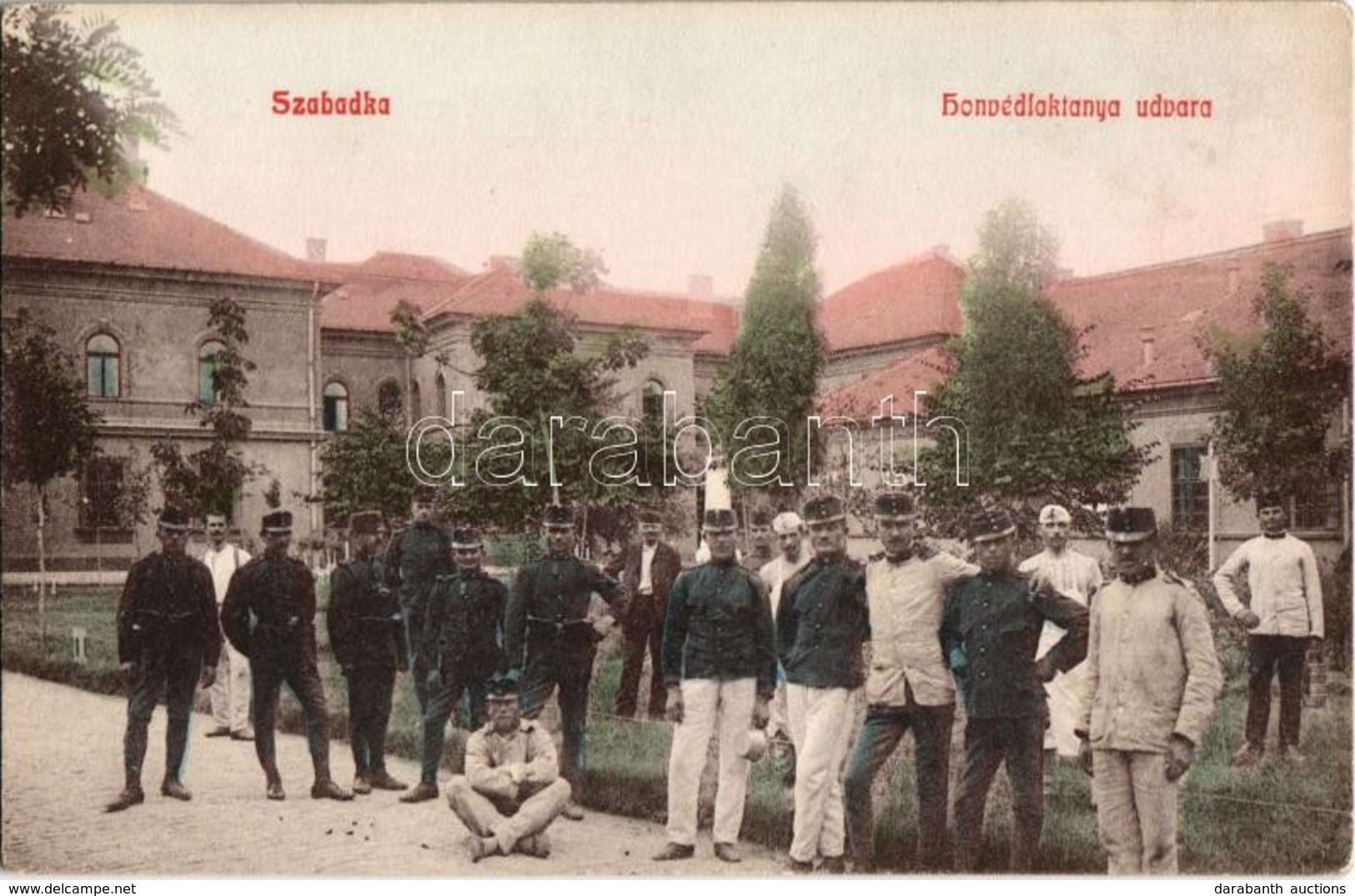 ** T1/T2 Szabadka, Subotica; Honvéd Laktanya Udvara Katonákkal / Military Barracks' Courtyard With Soldiers - Ohne Zuordnung