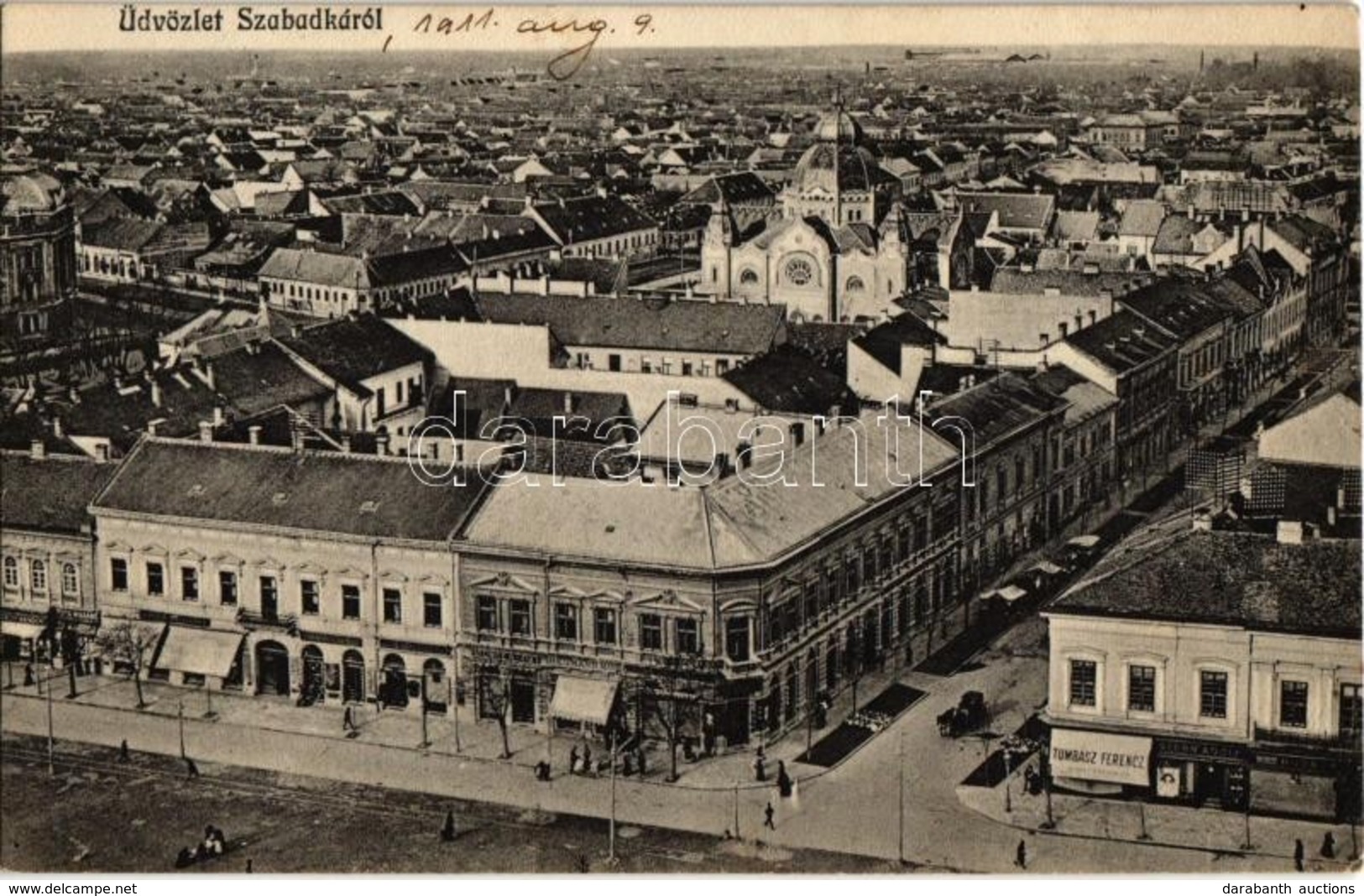 T2 1911 Szabadka, Subotica; Tér, Kohn Miksáné, Berger Testvérek, Sonnenberg Salamon, Steinitz A. és Fia, Heumann Mór, Tu - Ohne Zuordnung