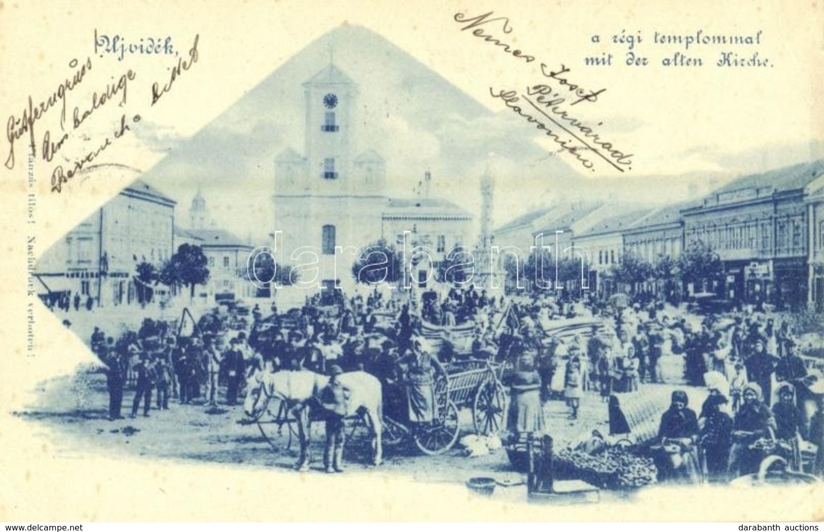 T1/T2 1899 Újvidék, Novi Sad; Régi Templom, Fő Téri Piac / Old Church, Market - Non Classés