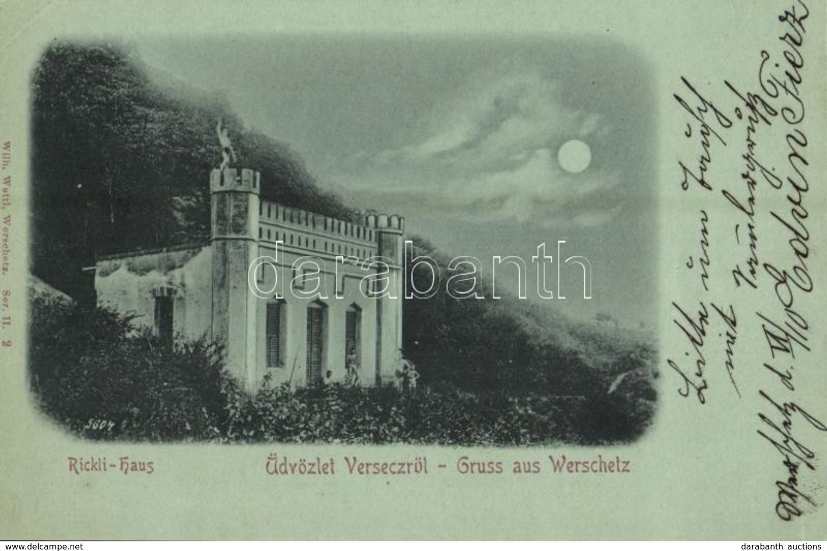 T2 1899 (Vorläufer!), Versec, Vrsac; Rickli Ház, Este / Haus / Villa, Night - Non Classés