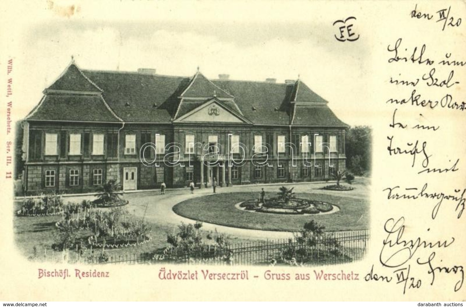 T2 1899 (Vorläufer!) Versec, Werschetz, Vrsac; Püspöki Lak / Bishop's Residence - Ohne Zuordnung