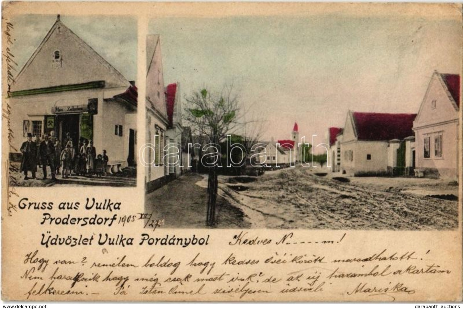 T2 1905 Vulkapordány, Vulka-Pordány, Wulkaprodersdorf; Fő Utca, Max Zollschon üzlete / Hauptstrasse, Geshaft / Main Stre - Non Classés