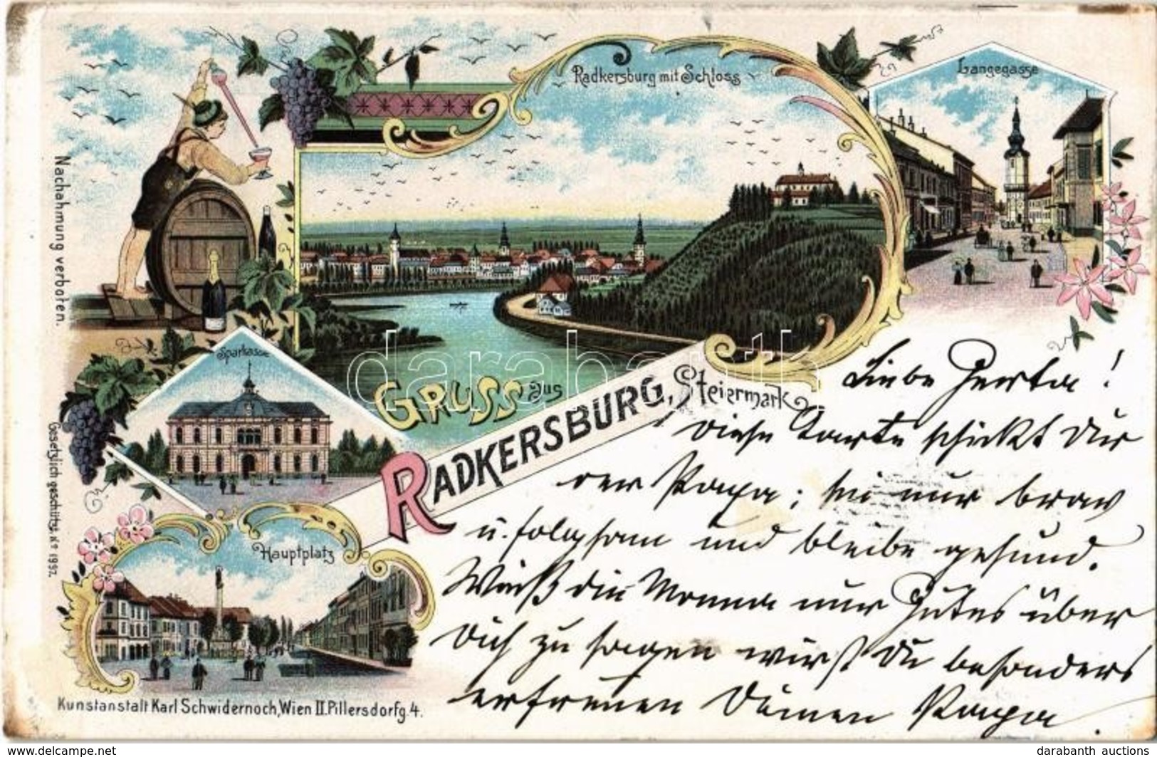 T2/T3 1899 (Vorläufer!) Bad Radkersburg, Langegasse, Schloss, Hauptplatz, Sparkasse / Street And Square, Castle, Savings - Non Classés