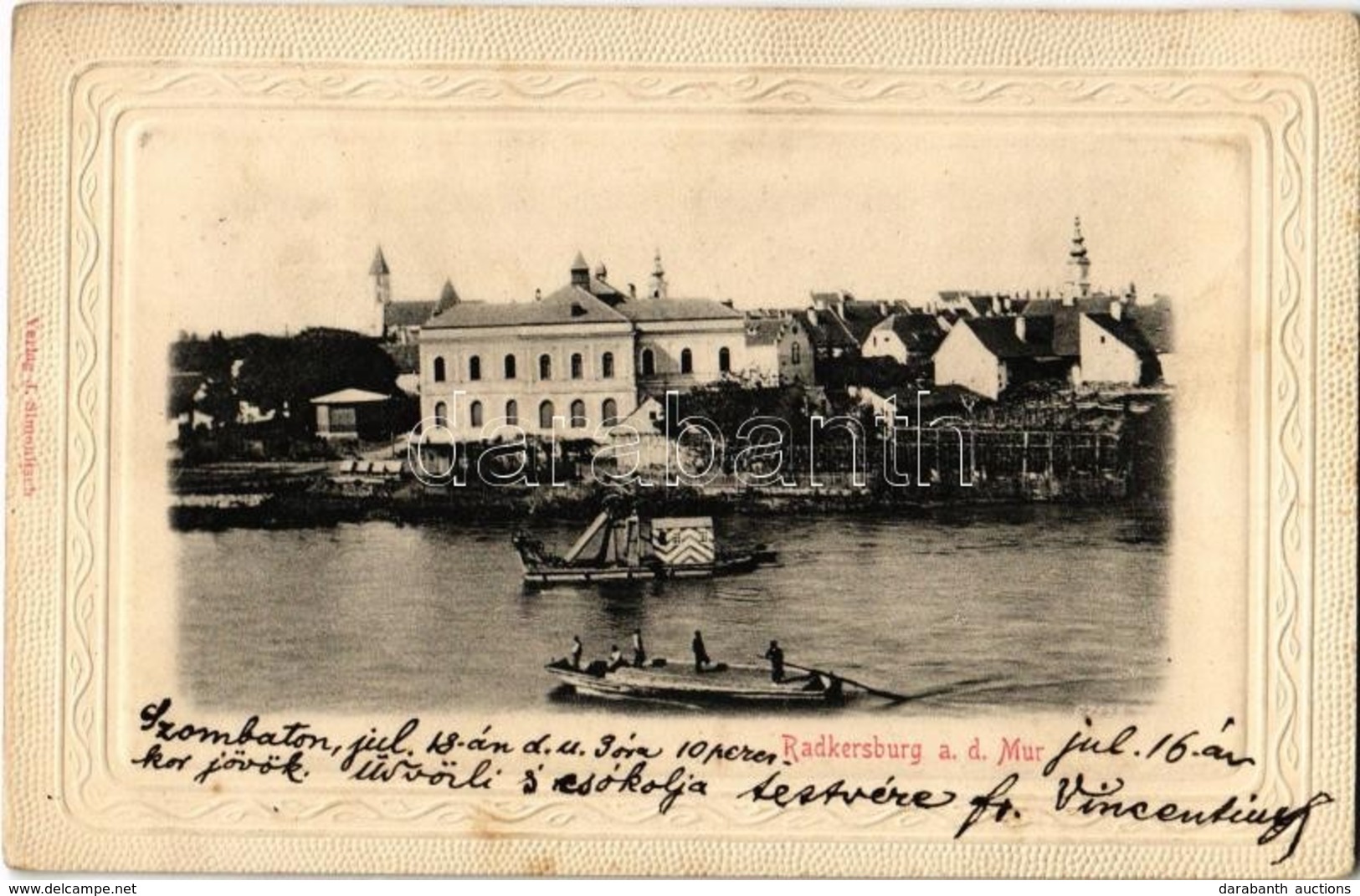 T2 1903 Bad Radkersburg, Baggerschiff (Schwimmbagger), Lastkahn / Dredge And Barge - Non Classés