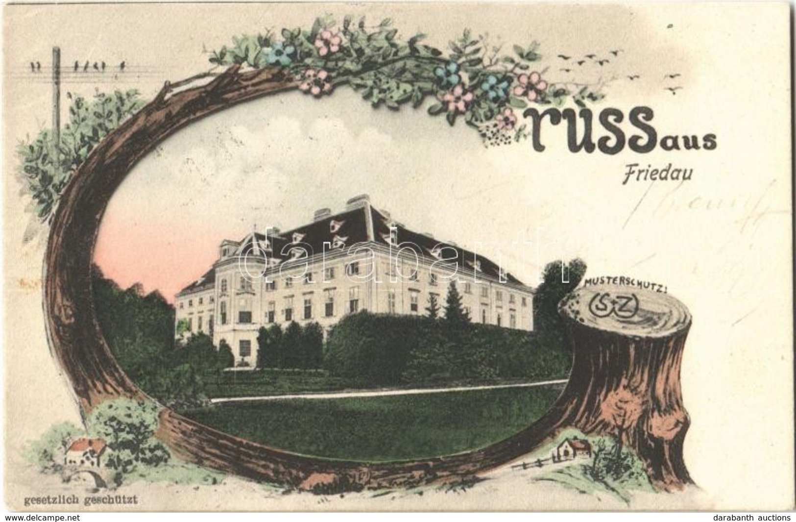 T2 Fridau, Friedau (Ober-Grafendorf); Musterschutz, Schloss / Castle, Art Nouveau, Montage - Non Classés