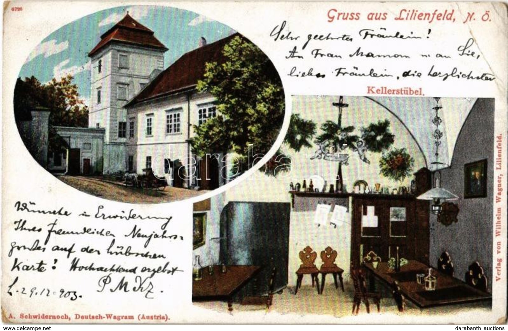 T3 1903 Lilienfeld, Kellerstübel, Stift Abtei / Abbey, Restaurant Interior. A. Schwidernoch  (EB) - Ohne Zuordnung