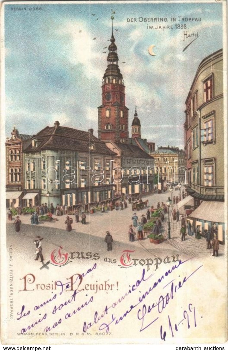 * T2/T3 1899 Opava, Troppau; Der Oberring  Im Jahre 1898 / Square. W. Hagelberg Hold To Light Litho (Rb) - Non Classés