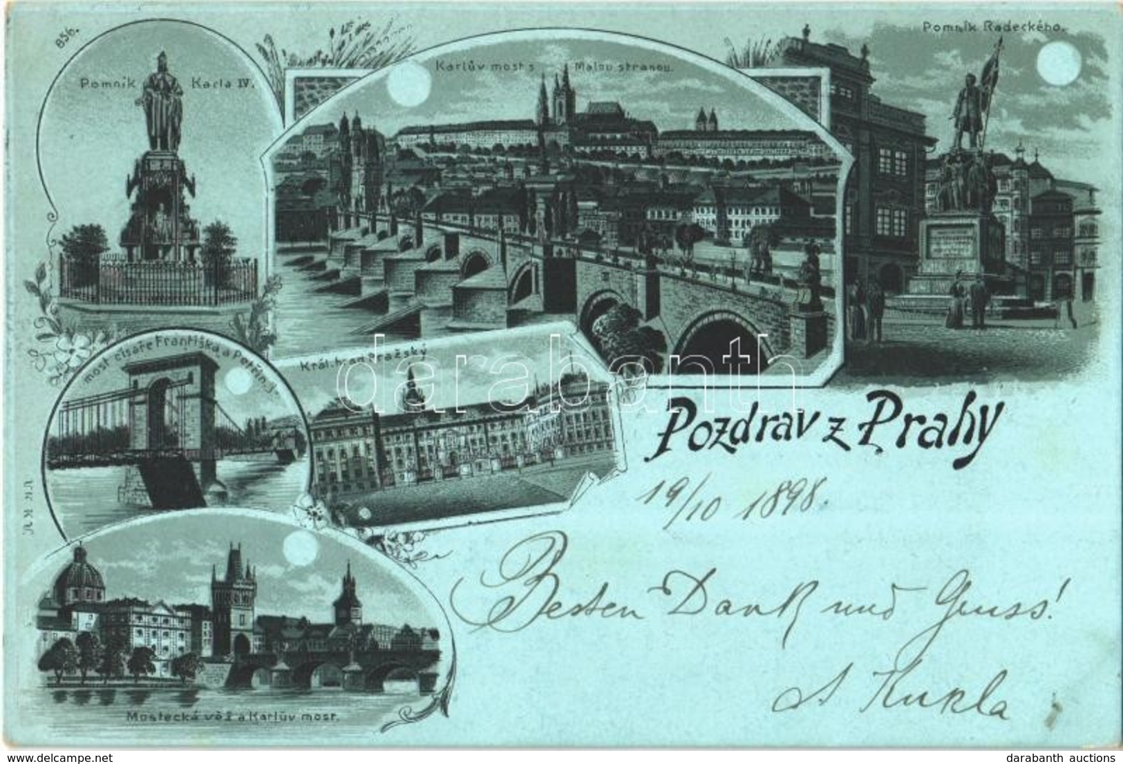 T2 1898 Praha, Prag, Prague; Pomnik Karla IV, Král. Hrad Prazsky, Karluv Most, Malou Stranou, Pomník Radeckého, Most Cís - Ohne Zuordnung