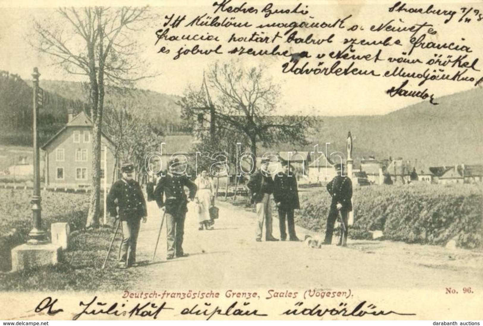 T2 1898 Saales (Vogesen), Deutsch-französischen Grenze / German-French Border With Officers - Non Classés