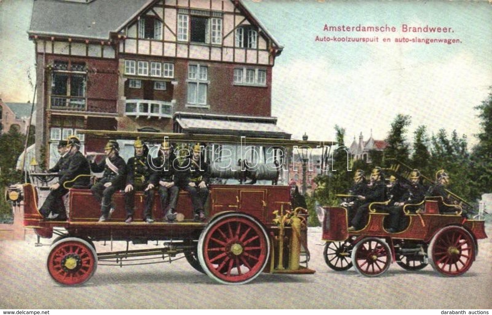 * T2/T3 Amsterdam, Amsterdamsche Brandweer, Auto-koolsuurspuit En Auto-slangenwagen / Dutch Fire Brigade, Firefighters,  - Sin Clasificación