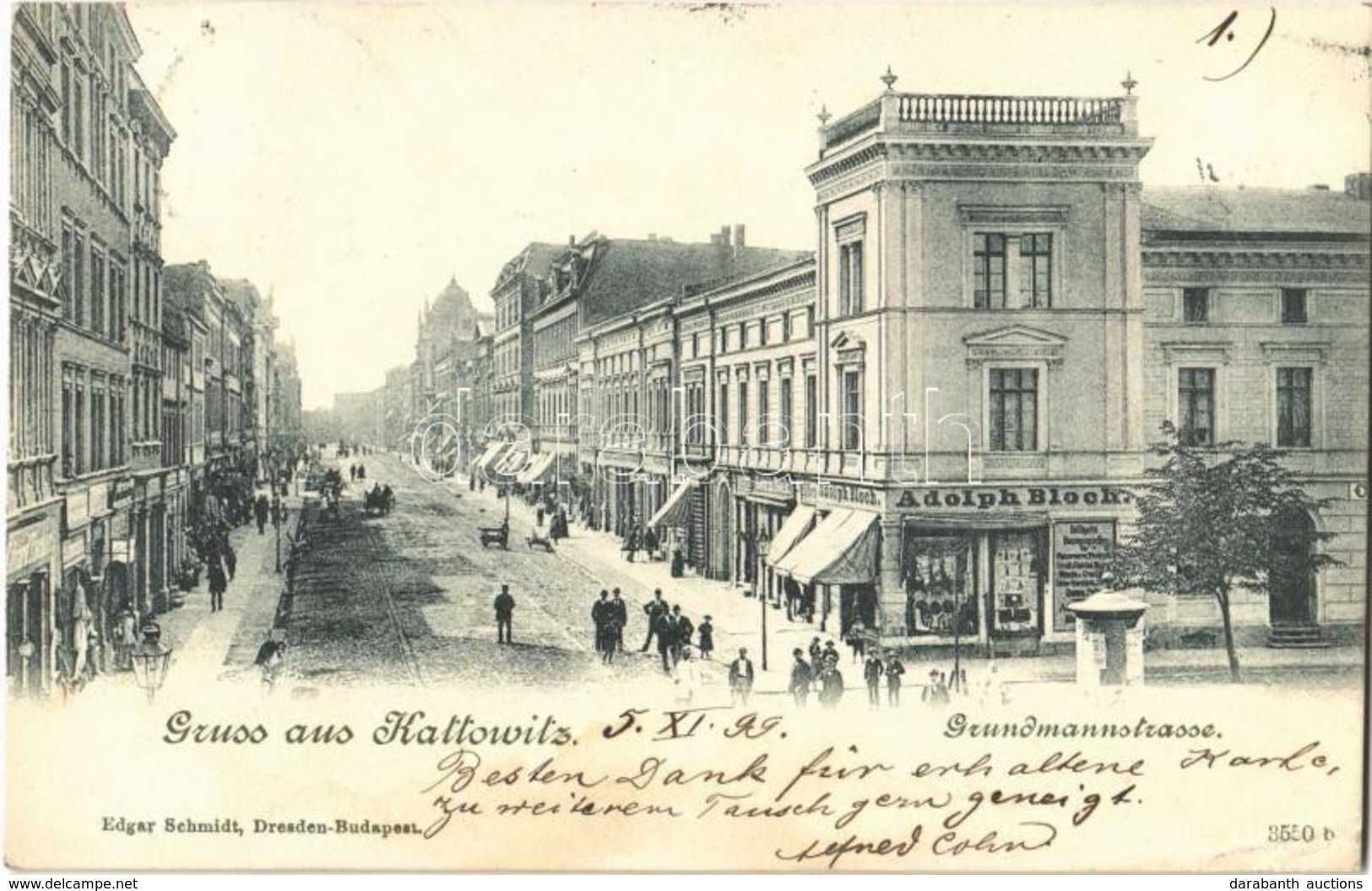 T2/T3 1899 Katowice, Kattowitz; Grundmannstrasse / Street, Shop Of Adolp Bloch (EK) - Non Classés