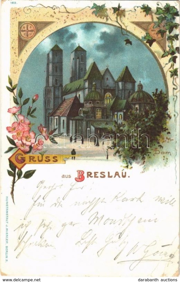 T2/T3 1898 Wroclaw, Breslau; Dom / Dome. Kunstanstalt J. Miesler Art Nouveau, Floral, Litho (EK) - Non Classés