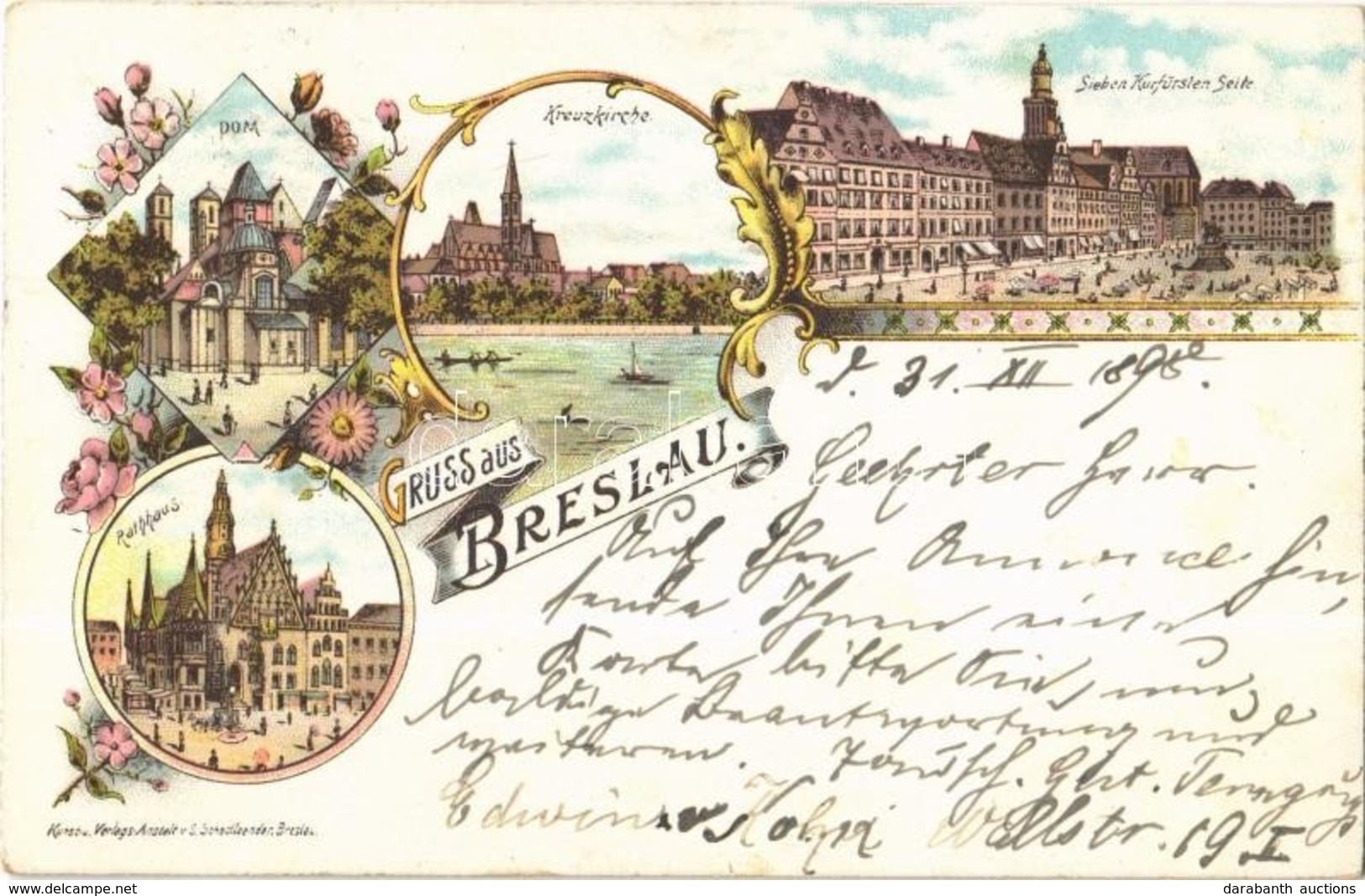 T2/T3 1898 Wroclaw, Breslau; Dom, Kreuzkirche, Sieben Kurfürsten Seite, Rathaus / Dome, Church, Town Hall. S. Schottlaen - Non Classés