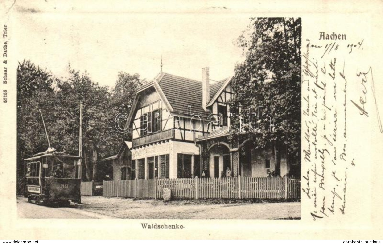 T2/T3 1904 Aachen, Waldschenke / Villa With Tram (EK) - Non Classés