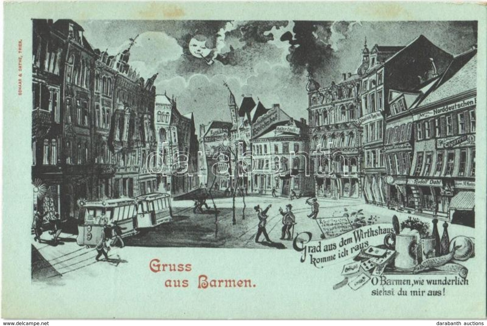 ** T1 Barmen, Grad Aus Dem Wirthshaus Komme Ich Raus. O Barmen, Wie Wunderlich Siehst Du Mir Aus! / Memorial Postcard Fo - Unclassified