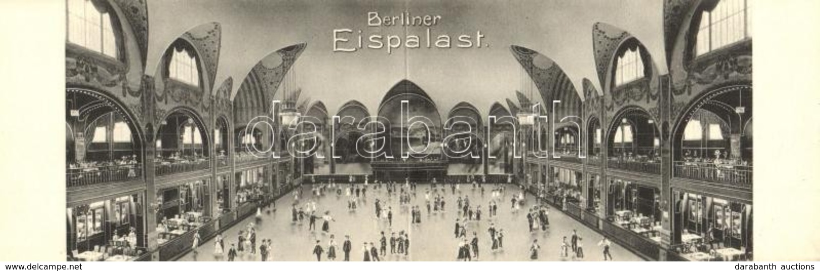 ** T1/T2 Berlin, Eispalast / Ice Palace, Ice Rink Interior With Ice Skaters. Panoramacard - Unclassified