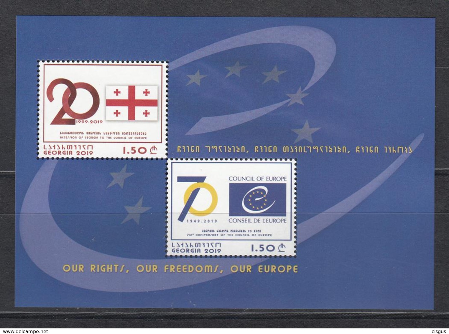 Georgien Georgia  MNH** 2019 70 Year Council Of Europe  Mi 733-34 Bl.88 - Georgien