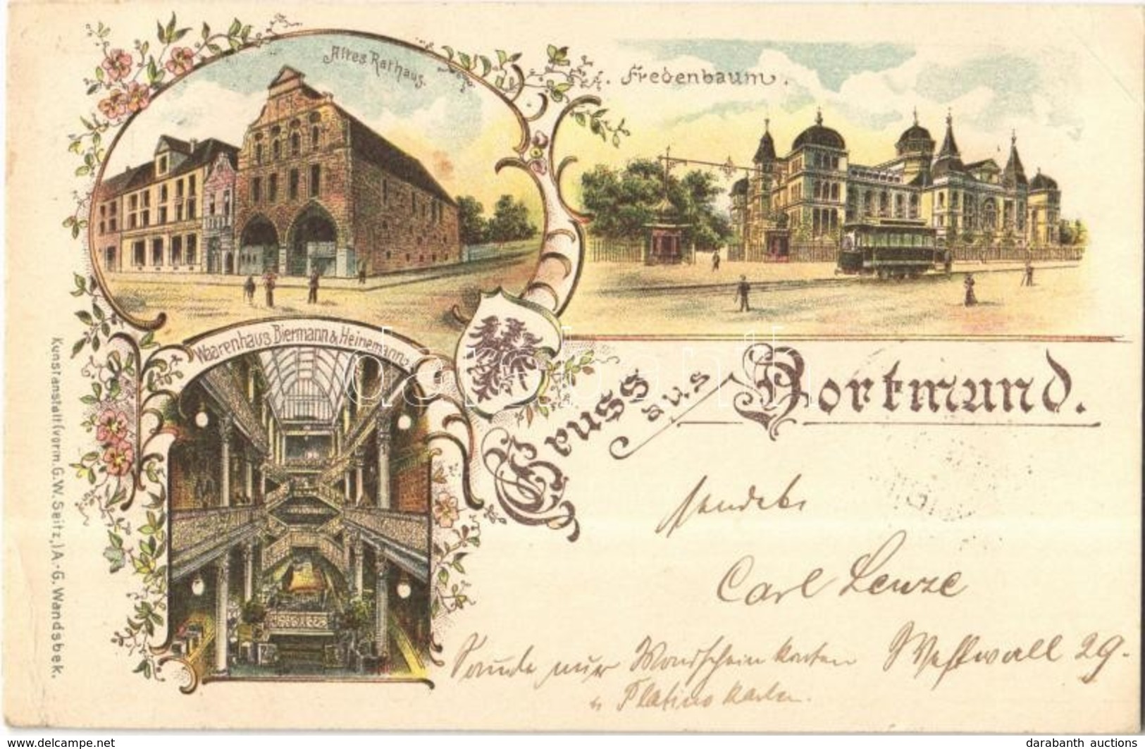 T2/T3 1898 Dortmund, Altes Rathaus, Fredenbaum, Waarenhaus Biermann & Heinemann / Old Town Hall, Tram, Shop Interior. Ku - Non Classificati
