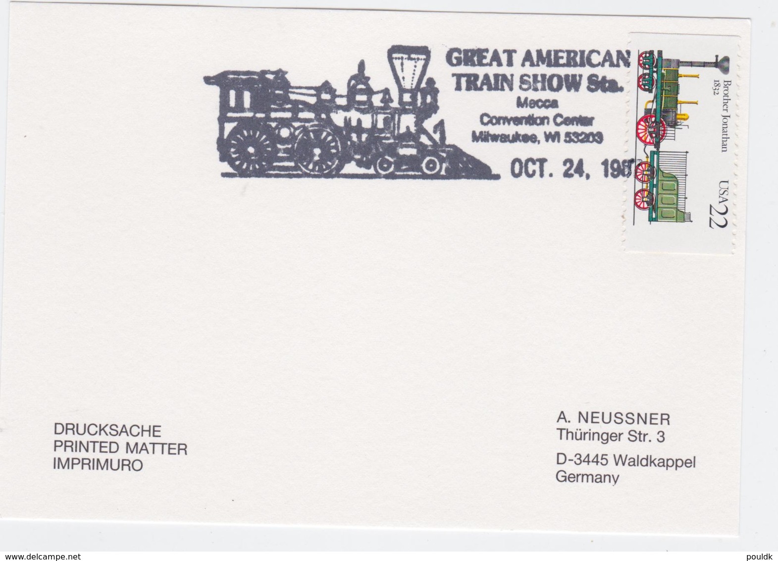 Trains: USA Card Posted Milwaukee, WI 1987 Great American Train Show Sta. - Locomotive - Trains
