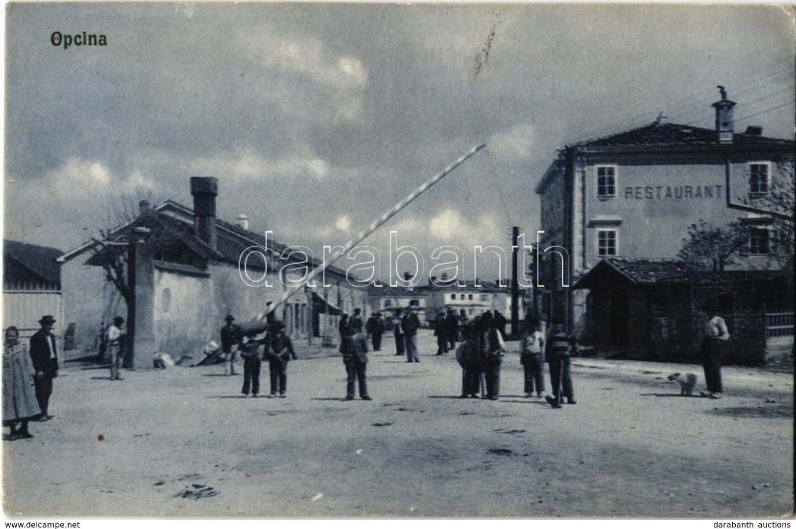 T2/T3 1906 Opicina, Villa Opicina, Opcina; Street View With Restaurant And Boom Barrier (EK) - Zonder Classificatie