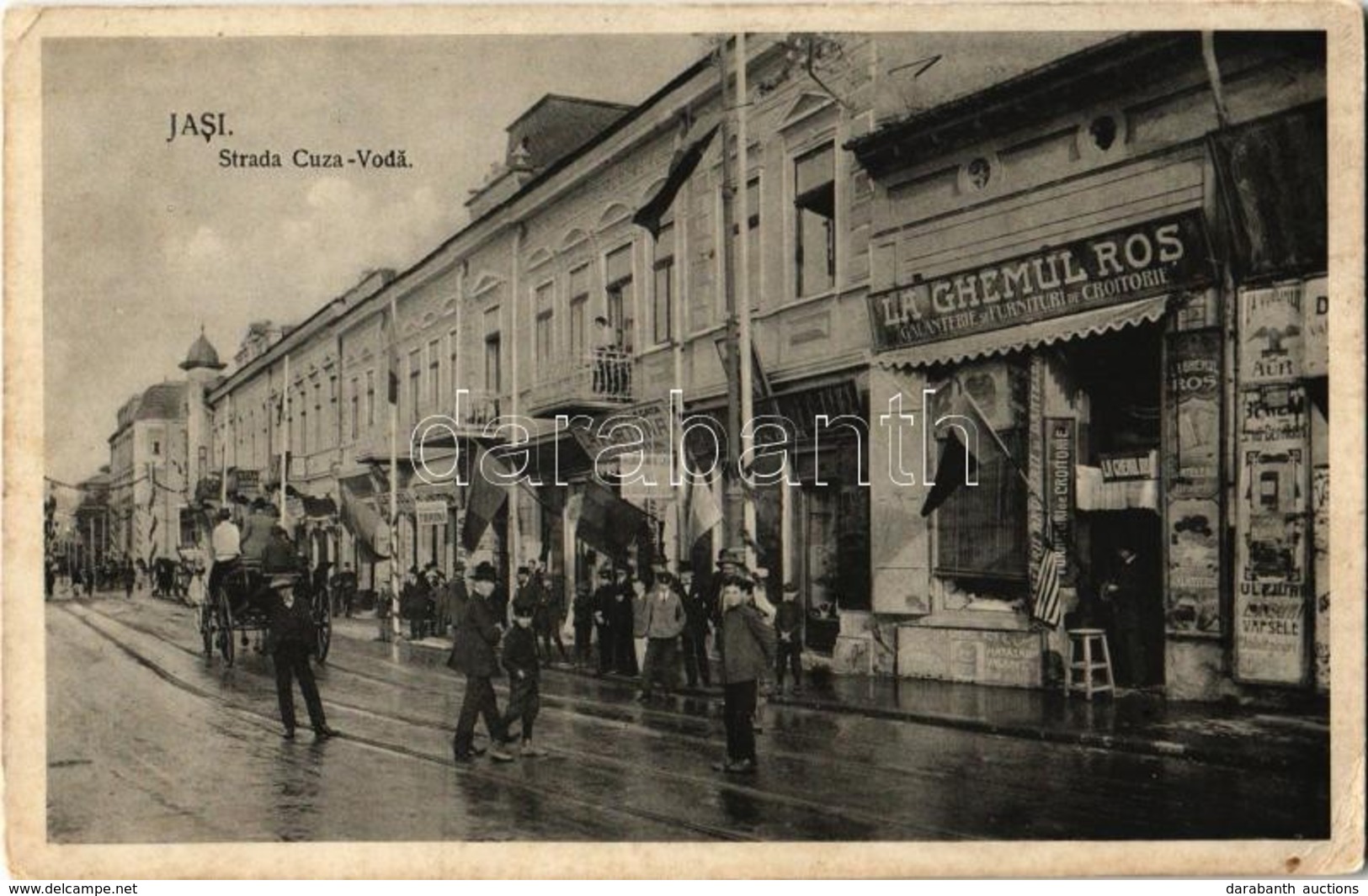 ** T2/T3 Iasi, Jassy, Jászvásár (Moldva, Moldova); Strada Cuza-Voda, H. Goldstein's La Fortuna, La Ghemul Ros , Traina / - Non Classés