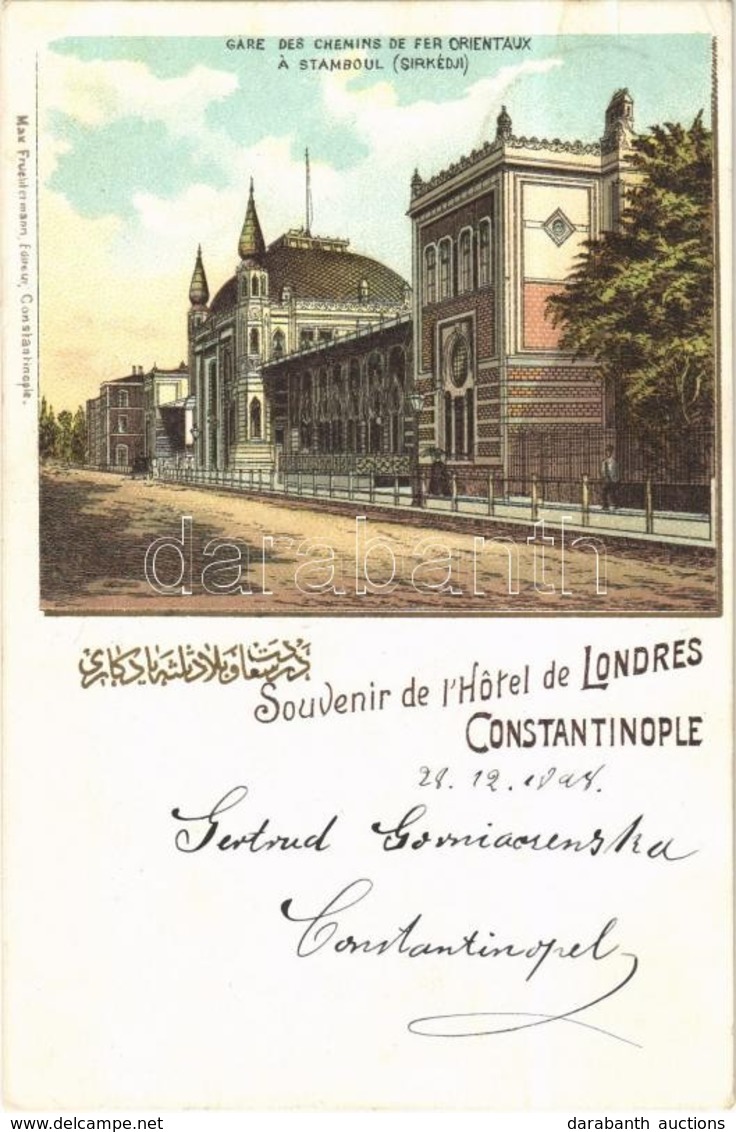 * T2/T3 1898 Constantinople, Stamboul, Istanbul (Sirkédji); Gare Des Chemins De Fer Orientaux. Souvenir De L'Hotel De Lo - Non Classés