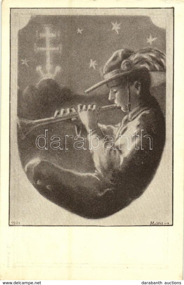 ** T1/T2 Magyar Cserkészszövetség Kiadóvállalata / Hungarian Scout Art Postcard With Trumpet S: Mátis - Sin Clasificación