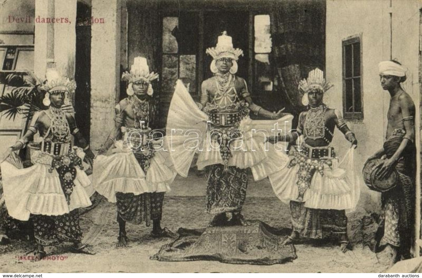 ** T2/T3 Ceylon, Sri Lanka; Devil Dancers, Folklore. Skeen-Photo (fl) - Ohne Zuordnung