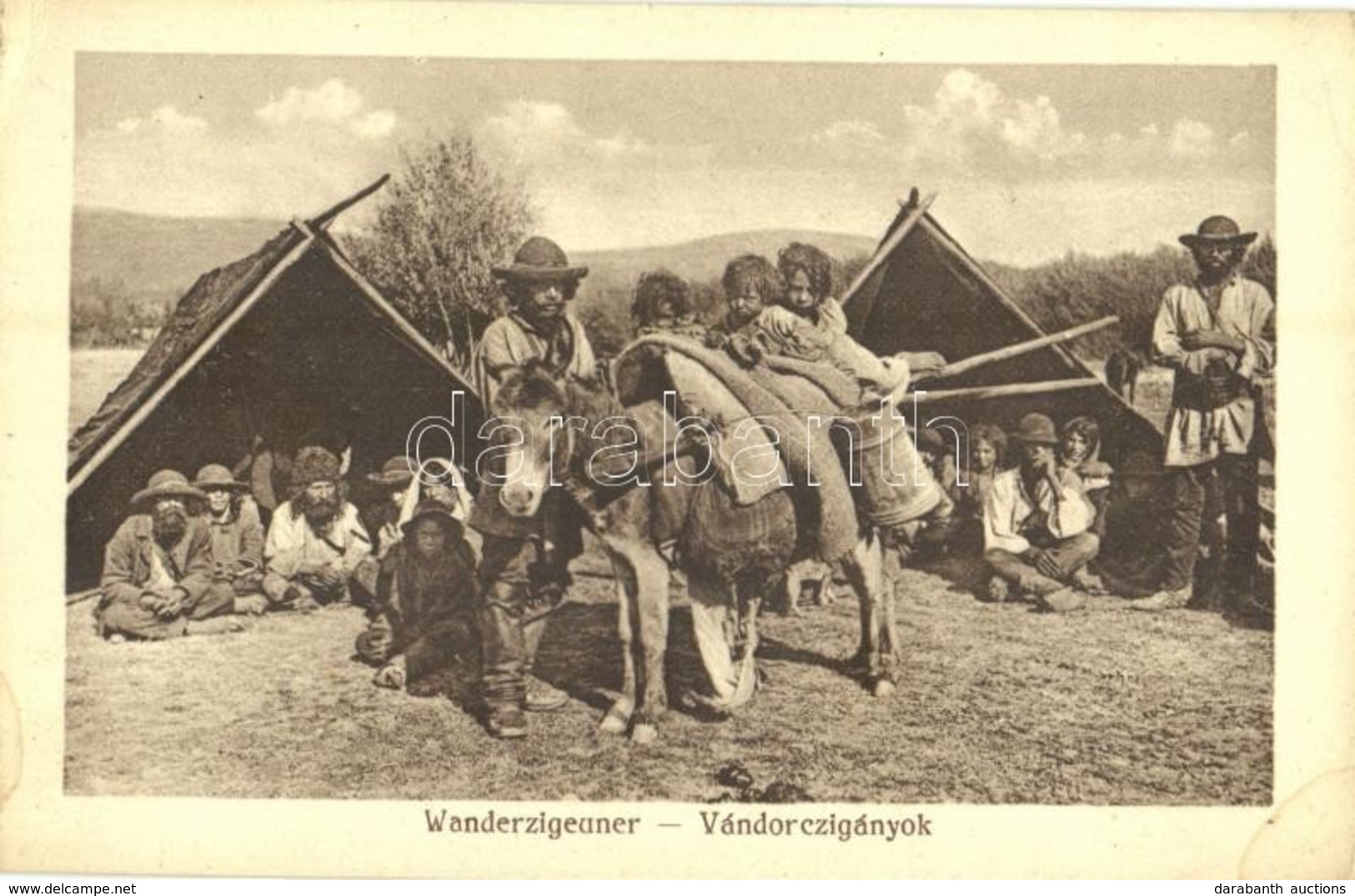 ** T2/T3 Vándor Cigányok. Nr. 436. Kunstanstalt Jos. Drotleff, Hermannstadt 1917. / Wanderzigeuner / Gypsy Camp, Folklor - Unclassified