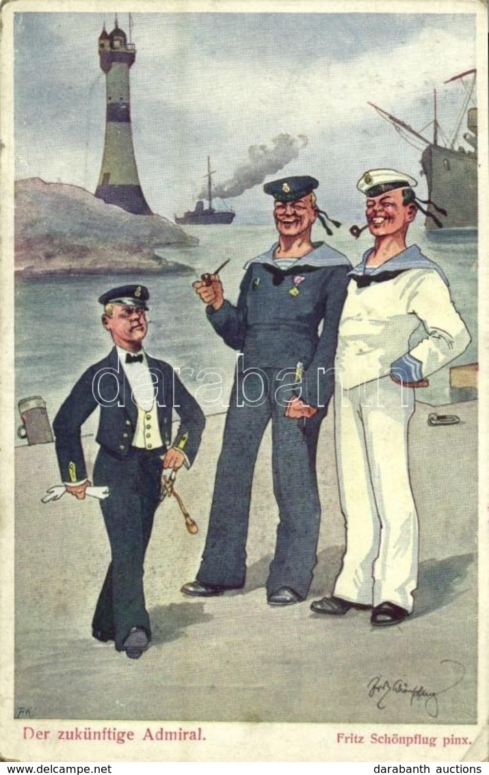 ** T2/T3 Der Zukünftige Admiral. K.u.K. Kriegsmarine / Austro-Hungarian Navy Humour Art Postcard, Mariners And Admiral.  - Ohne Zuordnung