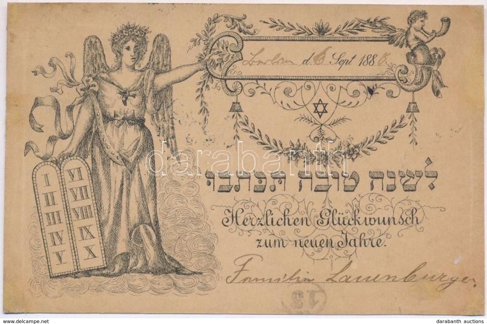 T3 1888 (Vorläufer!!!) Herzlichen Glückwunsch Zum Neuen Jahre! Familia Lauenburger / Jewish New Year Greeting With Hebre - Sin Clasificación