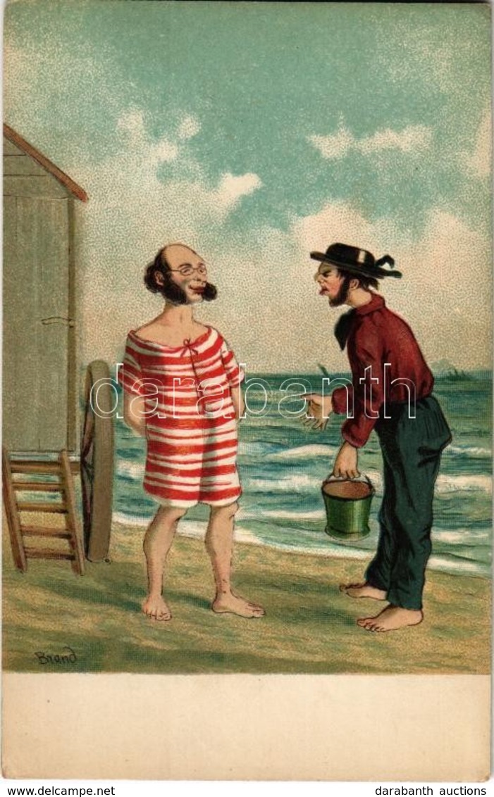 * T2 Dombornyomott Antiszemita Művészlap. Zsidó Férfiak A Strandon / Jewish Men On The Beach. Anti-Semitic Judaica Art P - Ohne Zuordnung