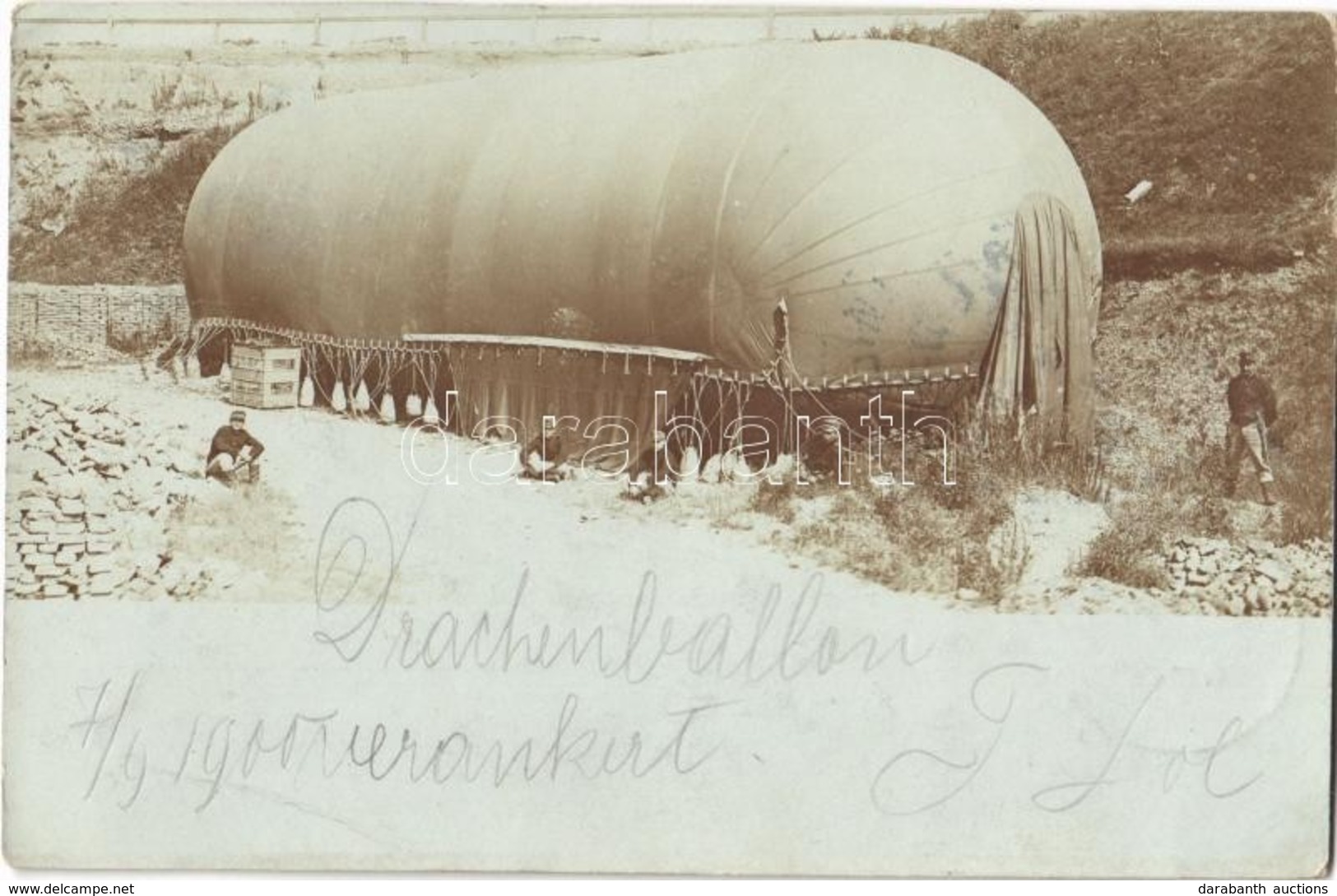 T2/T3 1900 Megfigyelő Ballon (sárkányballon) Katonákkal / K.u.K. (Austro-Hungarian) Military Observation Balloon (Drache - Non Classés