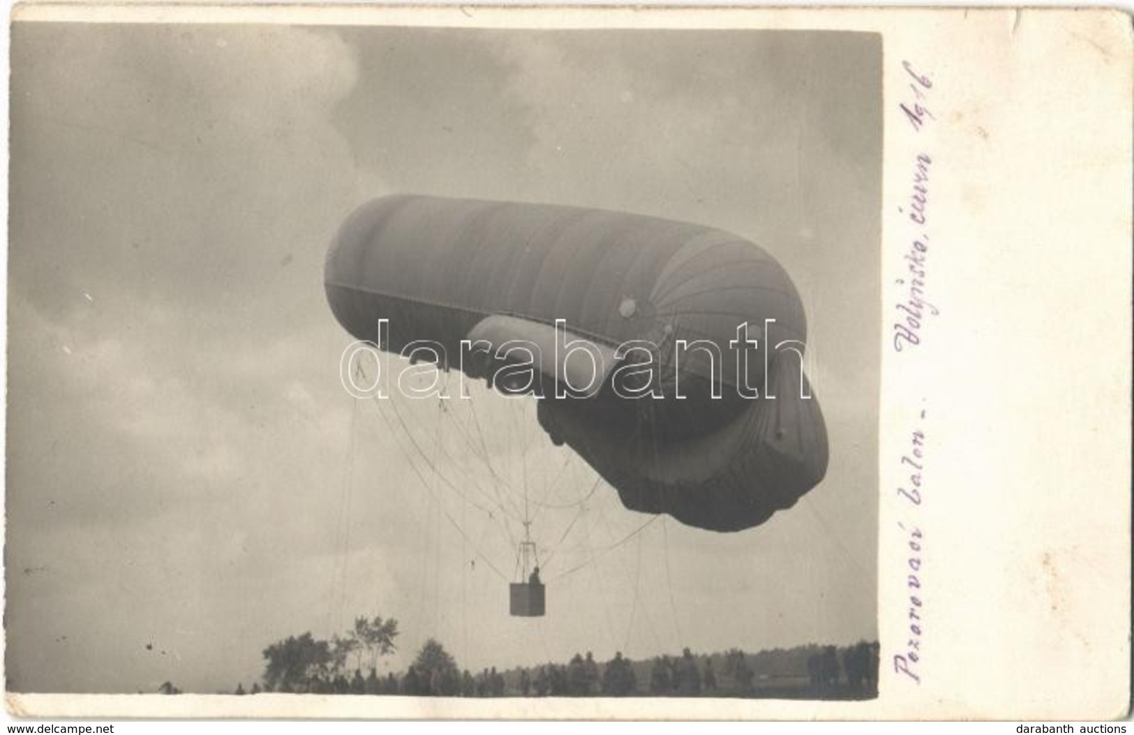 T2/T3 1916 Megfigyelő Ballon (sárkányballon) Katonákkal / WWI K.u.K. (Austro-Hungarian) Military Observation Balloon In  - Unclassified