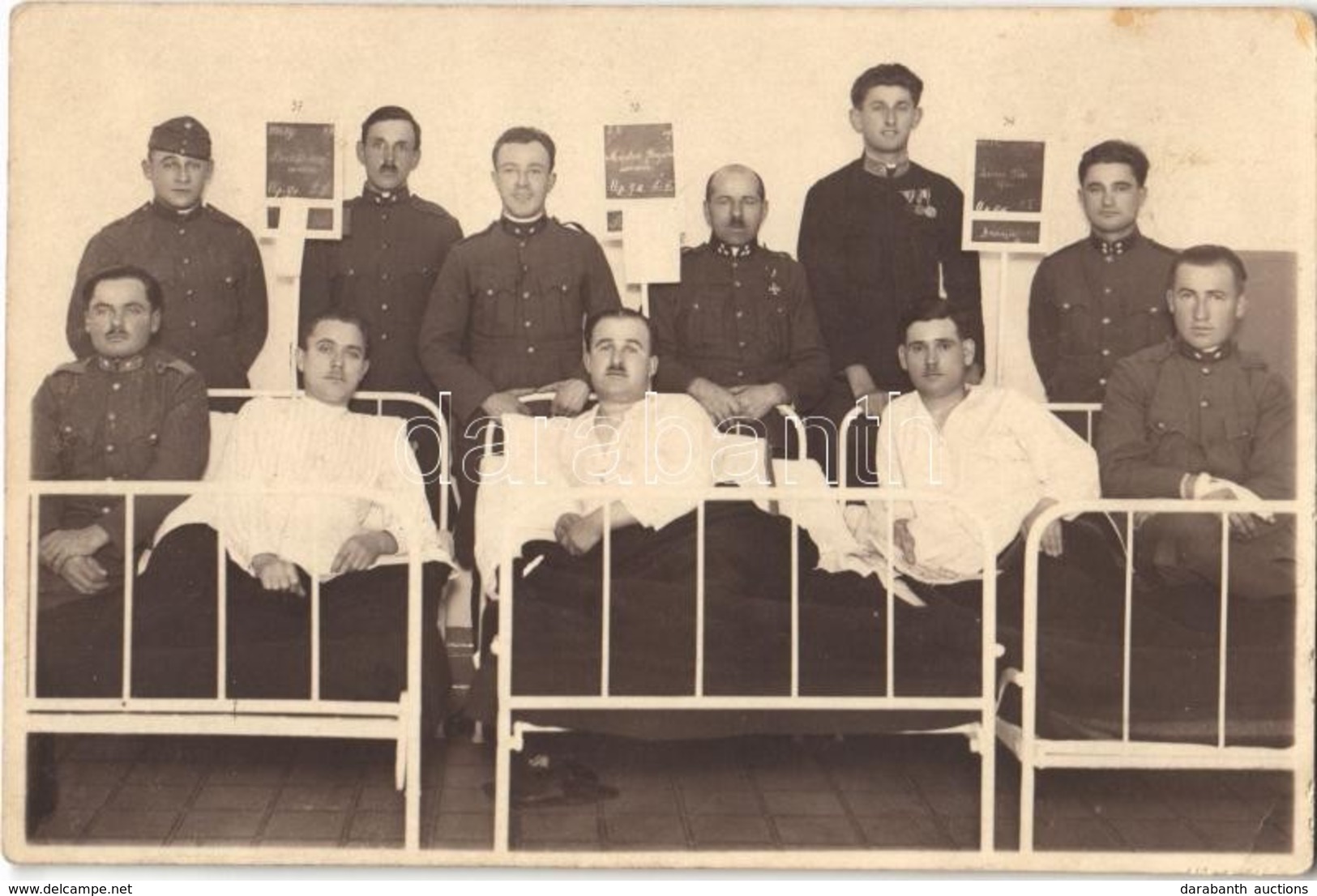 * T2 1934 Budapest, Bodi Ferenc és Márton Benjamin Sérült Csendőrök A Kórházban Katonatársaikkal / Hungarian Injured Gen - Unclassified