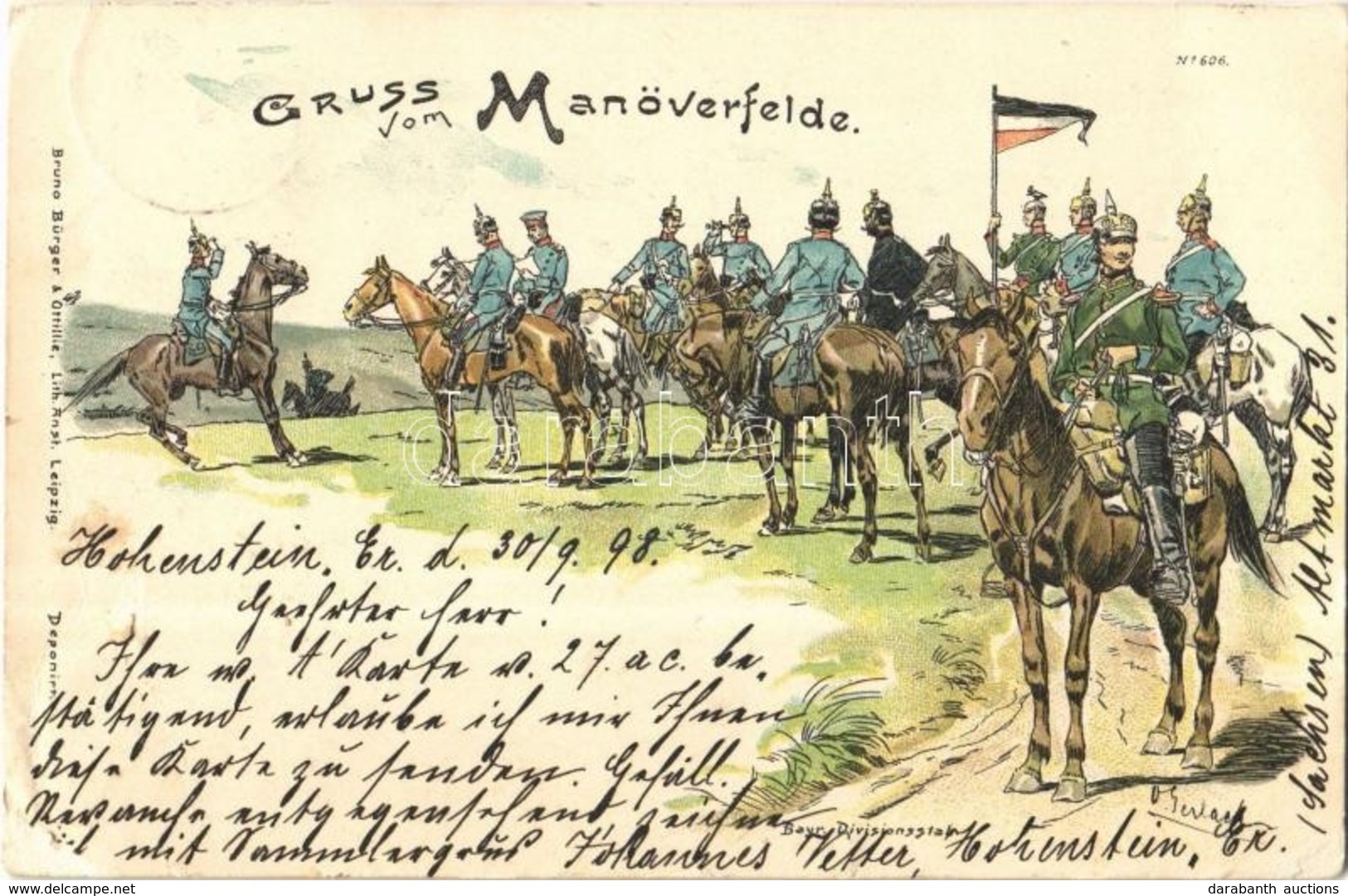 T3 1898 Gruss Vom Manöverfelde. Bayr. Divisionsstat. / German Bavarian Military Art Postcard,  Bruno Bürger & Ottillie L - Non Classés