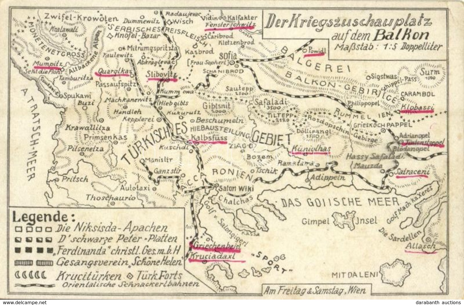 T2/T3 1912 Der Kriegszuschauplatz Auf Dem Balkon. Am Freitag & Samstag, Wien / The Theater Of War On The Balkan. B.K.W.I - Non Classés