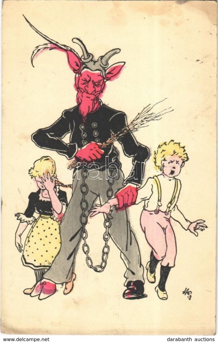 T2/T3 Krampus With Children. H.H. I. W. Nr. 1660. Artist Signed  (EK) - Non Classificati