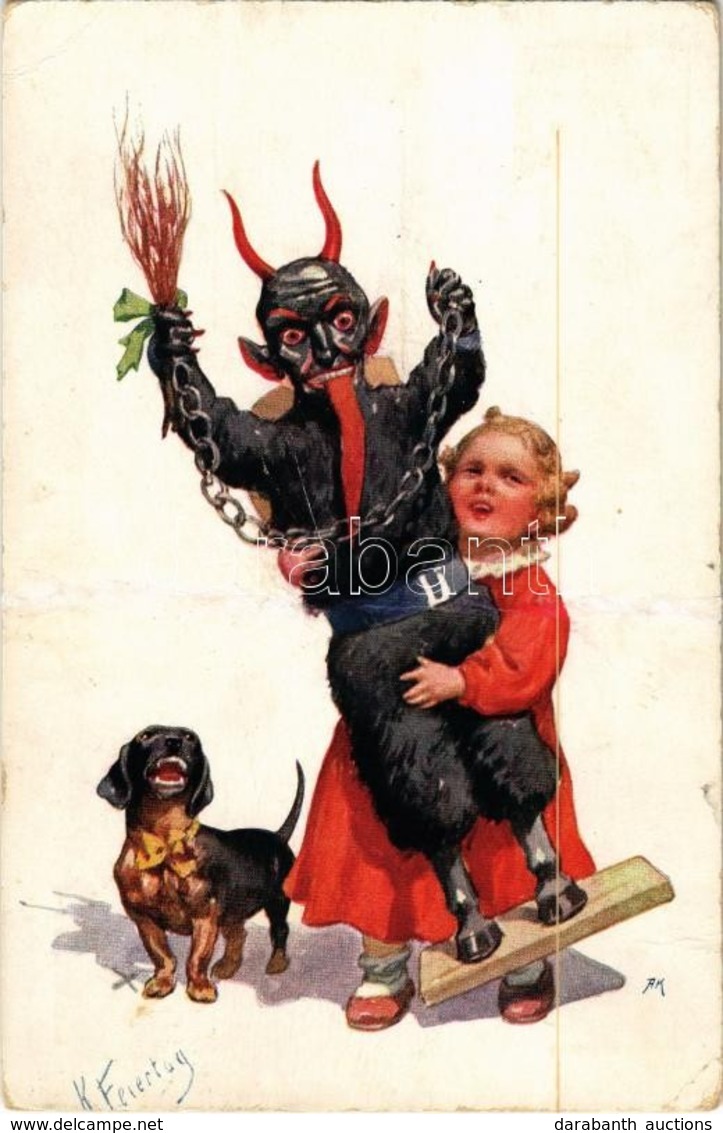 T2/T3 1912 Krampus With Child And Dog. B.K.W.I. 2902-1. S: K. Feiertag (EK) - Ohne Zuordnung