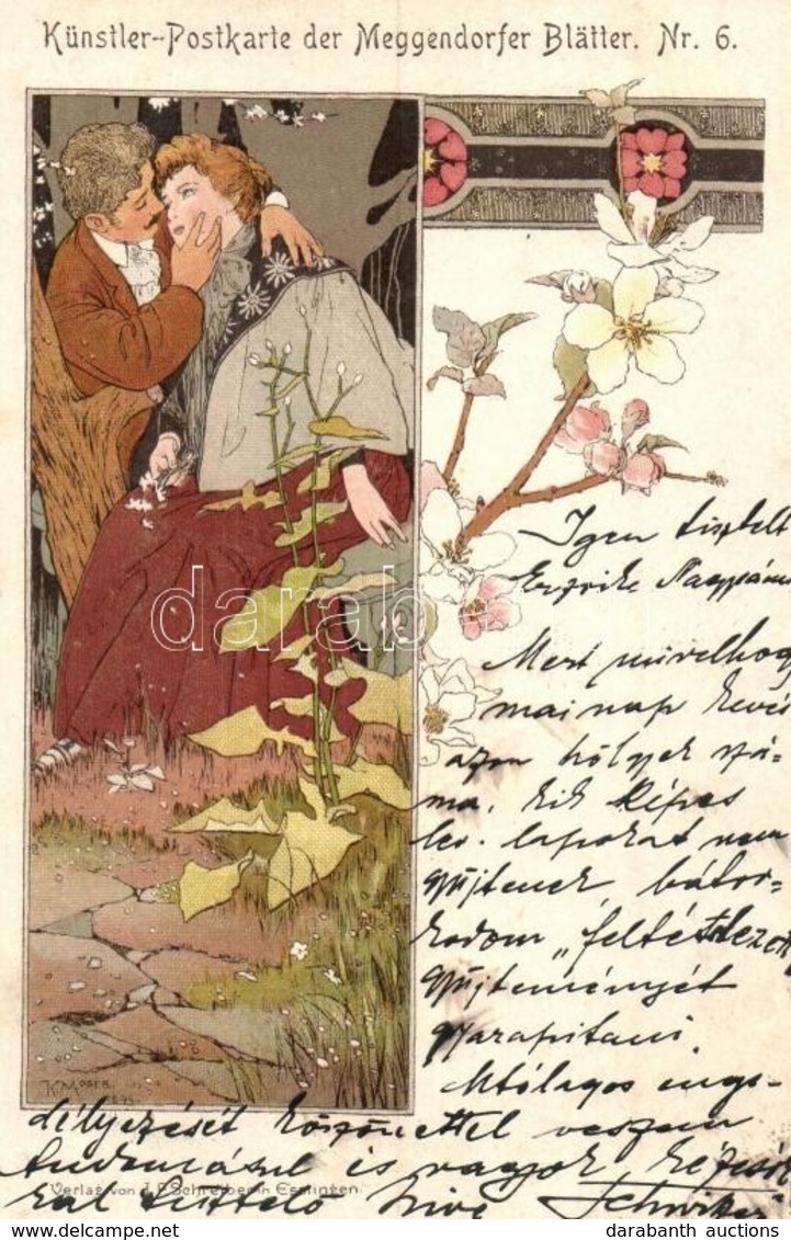 T2 1899 Art Nouveau Couple. Künstler-Postkarte Der Meggendorfer Blätter Nr. 6. Verlag Von J.F. Schreiber Floral, Litho S - Ohne Zuordnung