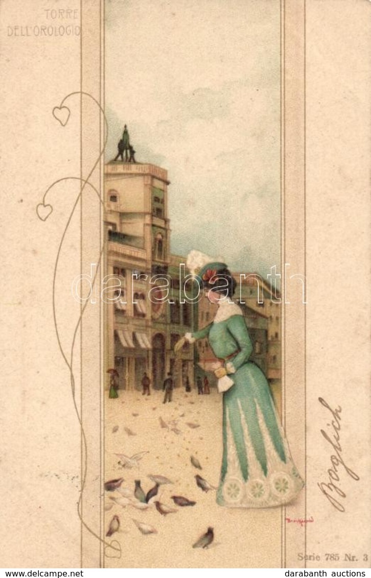 T2 1902 Torre Dell' Orologio. Hungarian Art Nouveau Postcard. Serie 785. Nr. 3. Litho  S: Basch Árpád - Unclassified