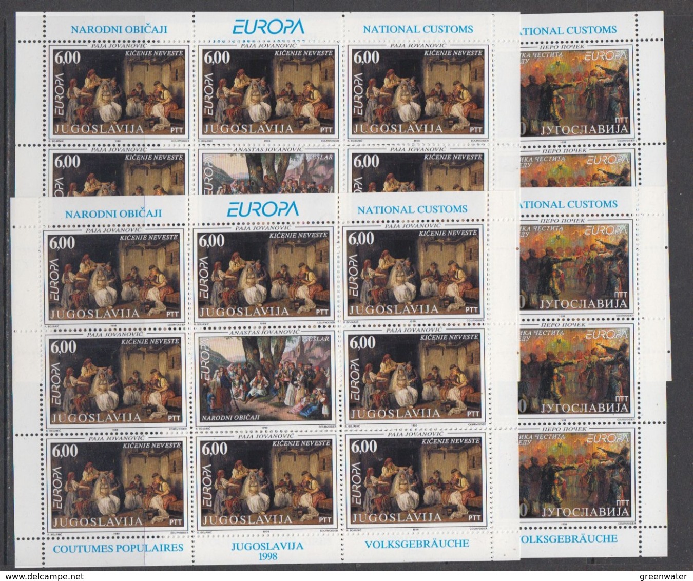 Europa Cept  1998 Yugoslavia 2v  Sheetlets (2x)  ** Mnh (44913) FESTIVAL PRICE - 1998