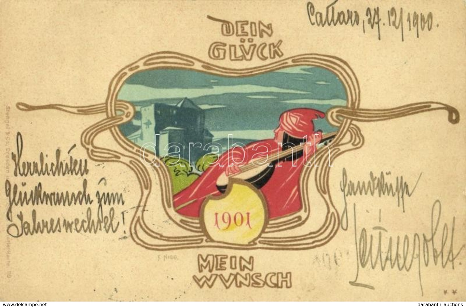 T2 1901 Dein Glück, Mein Wunsch. Art Nouveau, Litho S: F. Nigg - Non Classés