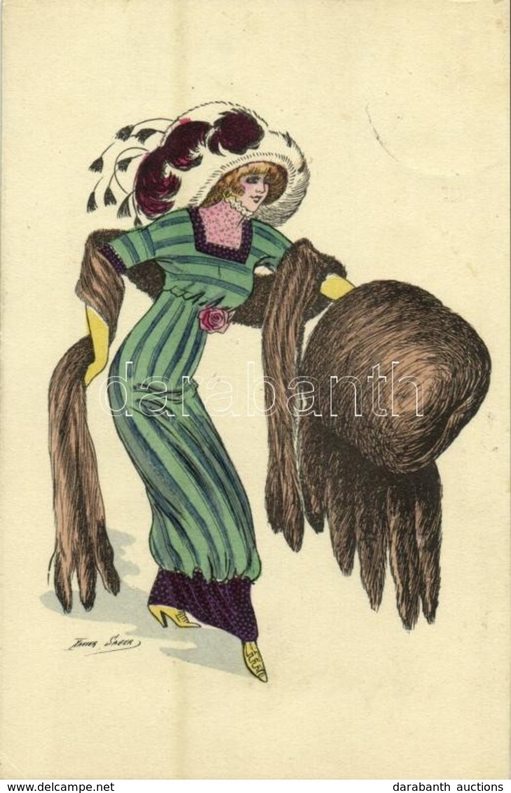 T2 Hat Fashion. French Art Postcard. K.F. Paris 4288. S: Xavier Sager - Non Classés