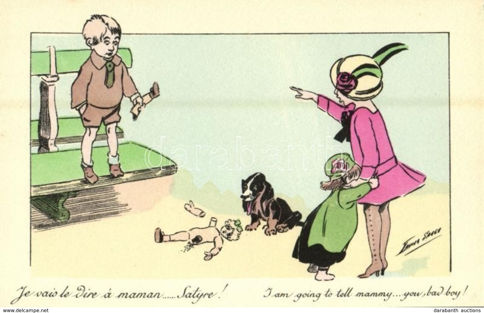 ** T1 I Am Going To Tell Mammy...you, Bad Boy! Children Art Postcard B.G. Paris 623. S: Xavier Sager - Non Classés