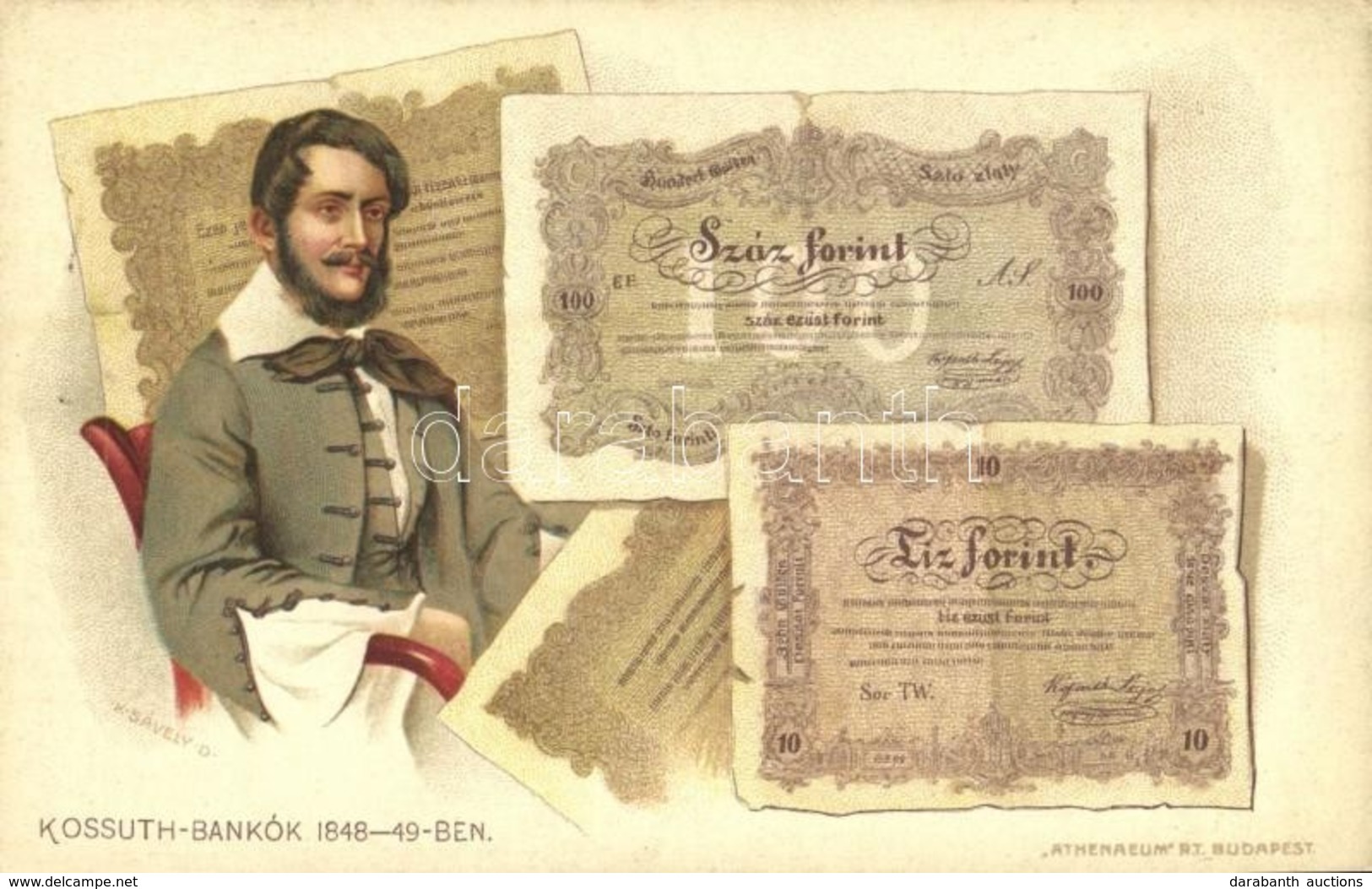 ** T2 Kossuth-bankók 1848-49-ben. Jelenetek Kossuth Lajos élete Történetéből I. Kiadás IV. Kép / Kossuth Bank Notes From - Ohne Zuordnung