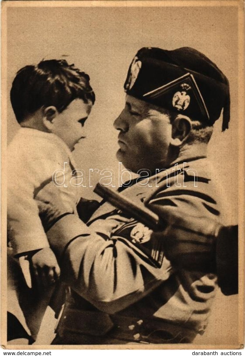 T2/T3 Benito Mussolini With Child. Italian Fascist Propaganda. 'P. N. F. Gioventu Italiana Del Littorio Comando Federale - Ohne Zuordnung